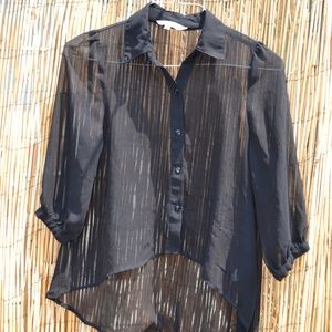 Sheer Black Button up
